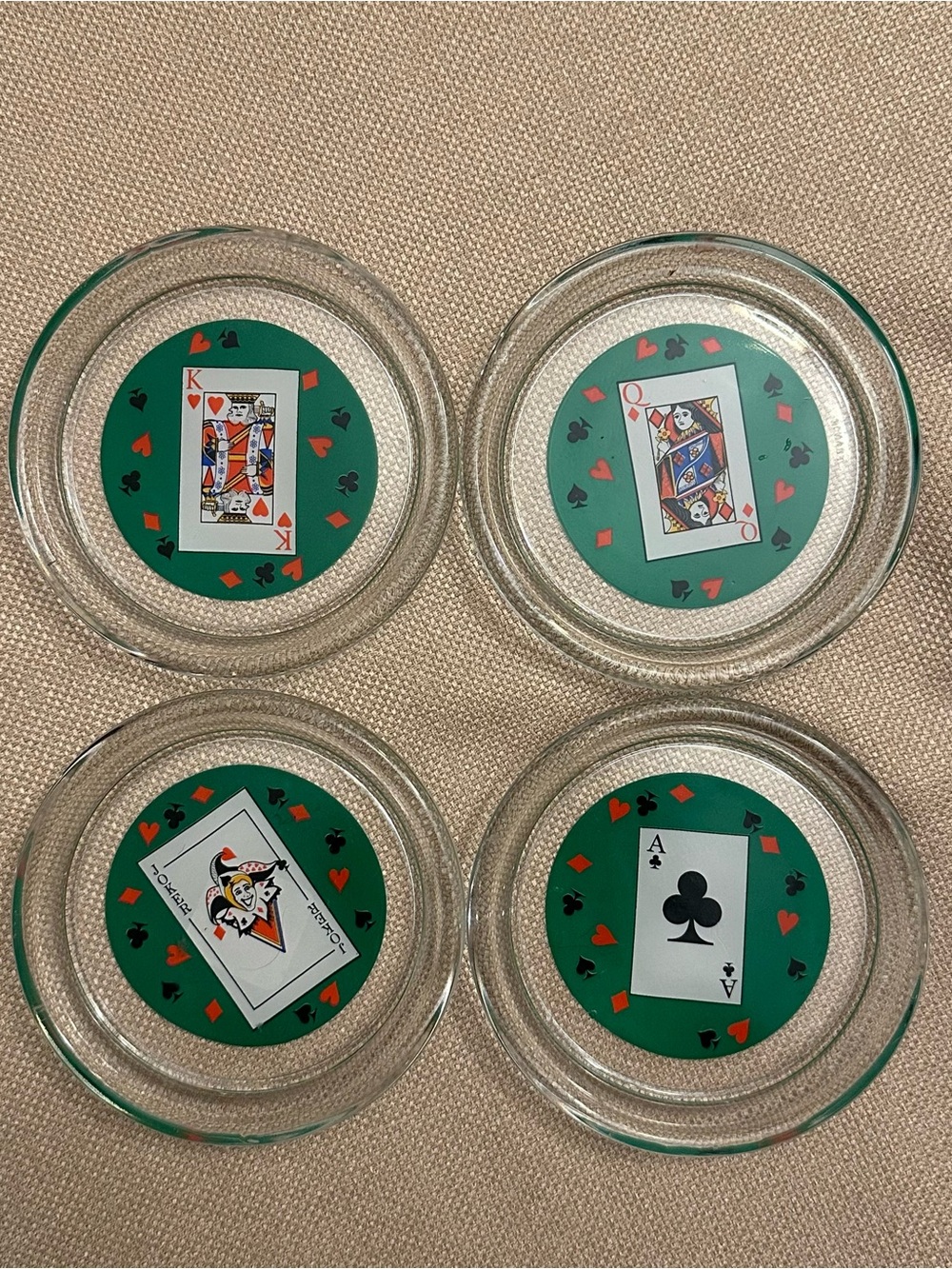 Set of 4 Glass Playing Card Glass Coasters